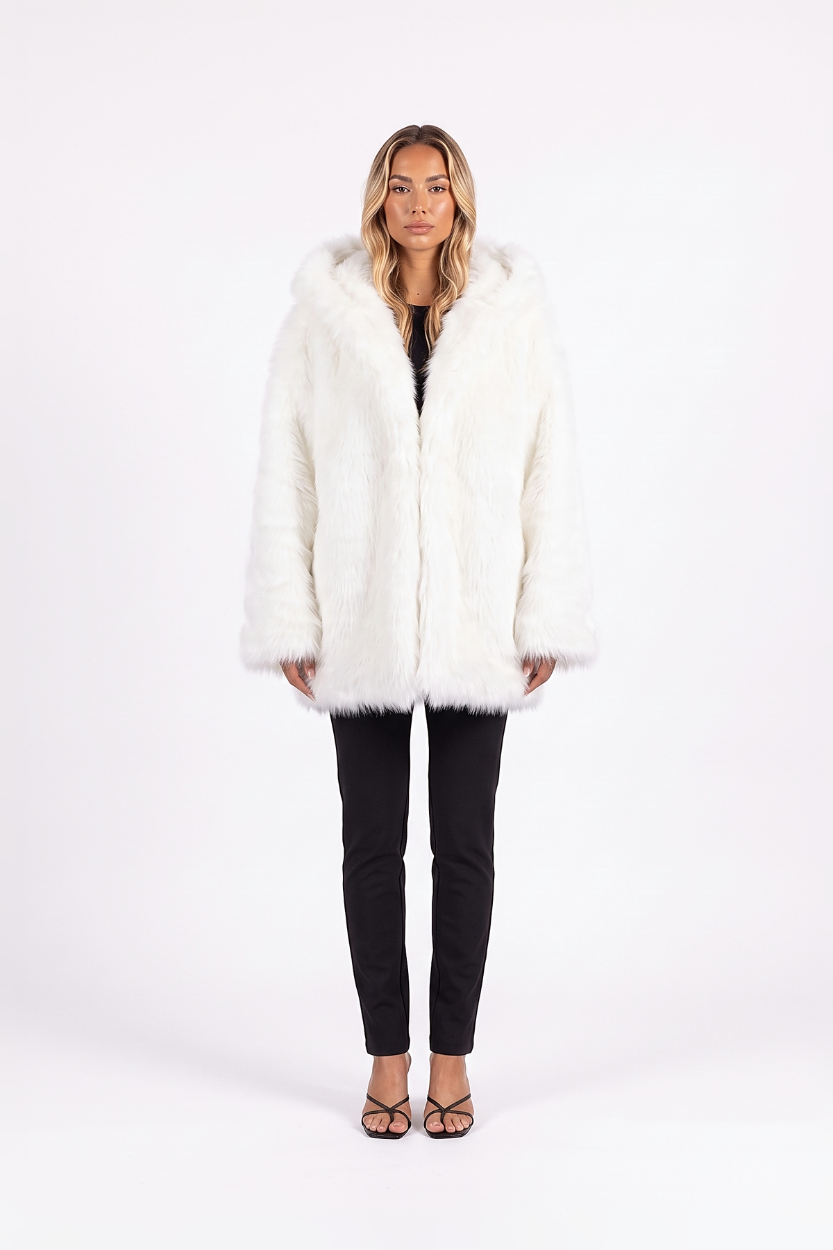 Oversized Shaggy Faux Fur Hooded Coat