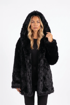 Oversized Shaggy Faux Fur Hooded Coat