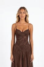 Lace Bodice Boho Midi Dress