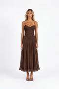 Lace Bodice Boho Midi Dress