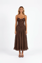 Lace Bodice Boho Midi Dress