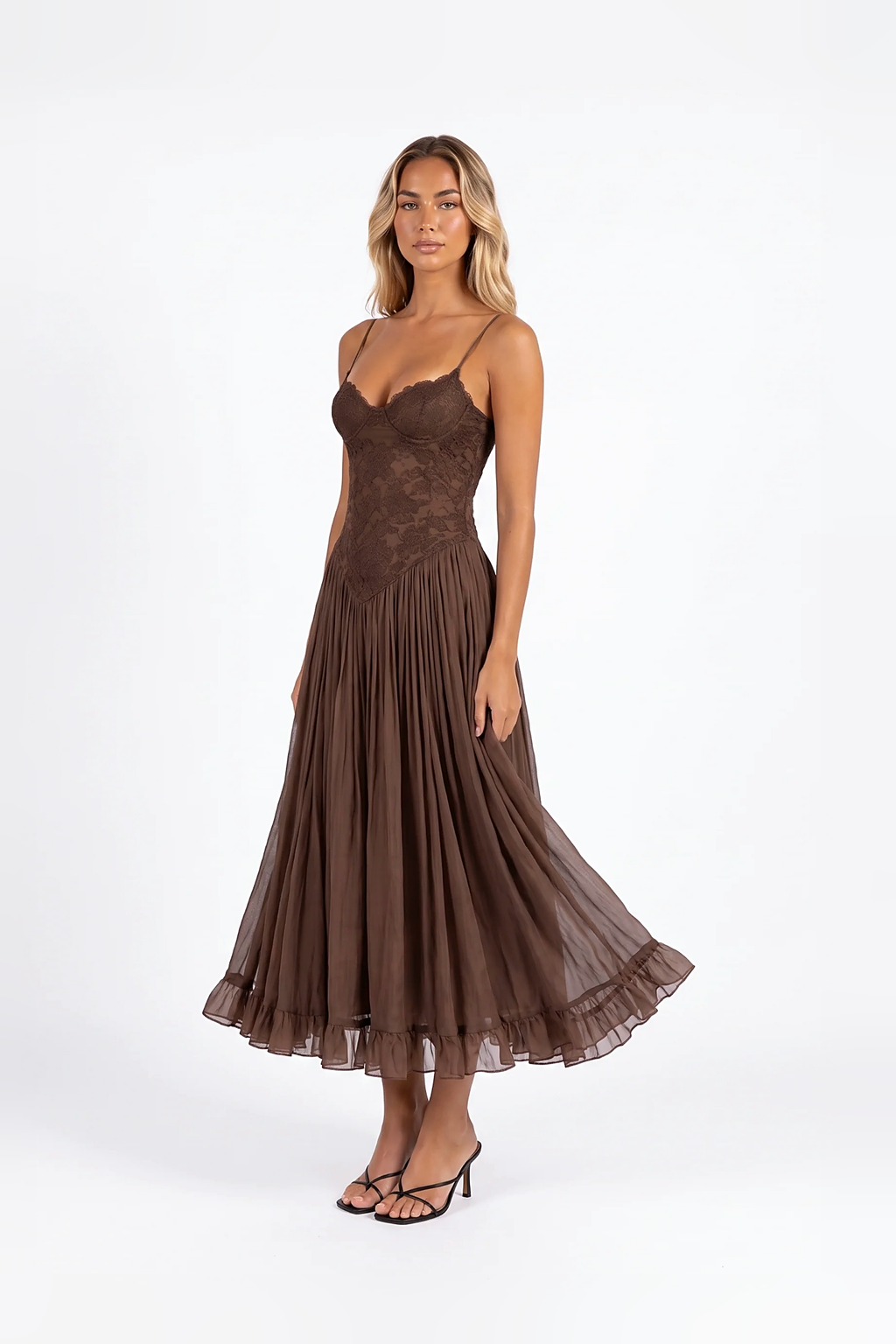 Lace Bodice Boho Midi Dress