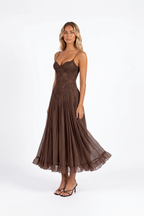 Lace Bodice Boho Midi Dress